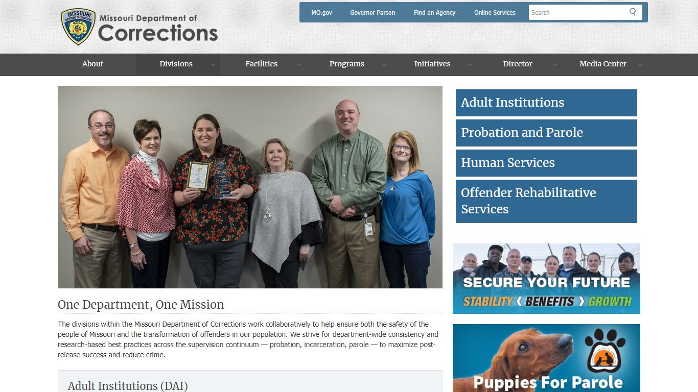 Divisions Landing page | Missouri Department of Corrections